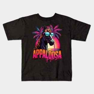 Retro Wave Appaloosa Horse Miami Kids T-Shirt